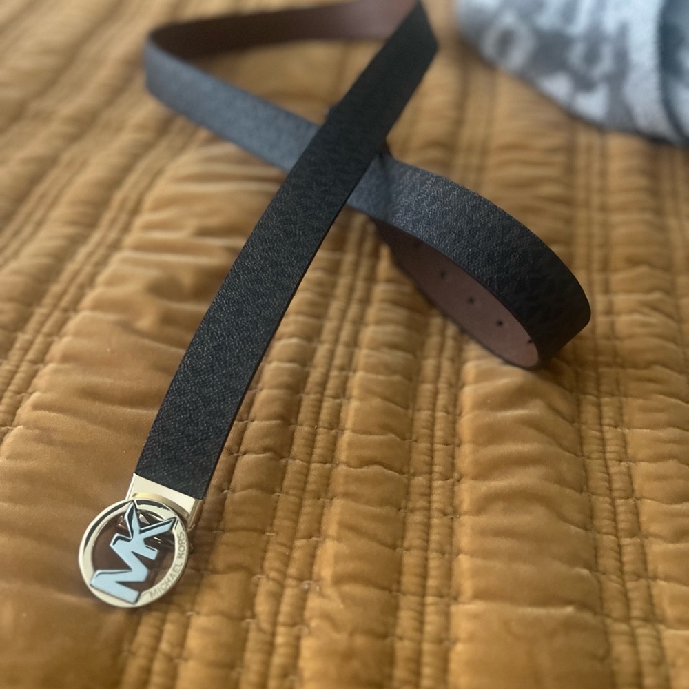 Michael Kors Black and Brown Logo Belt